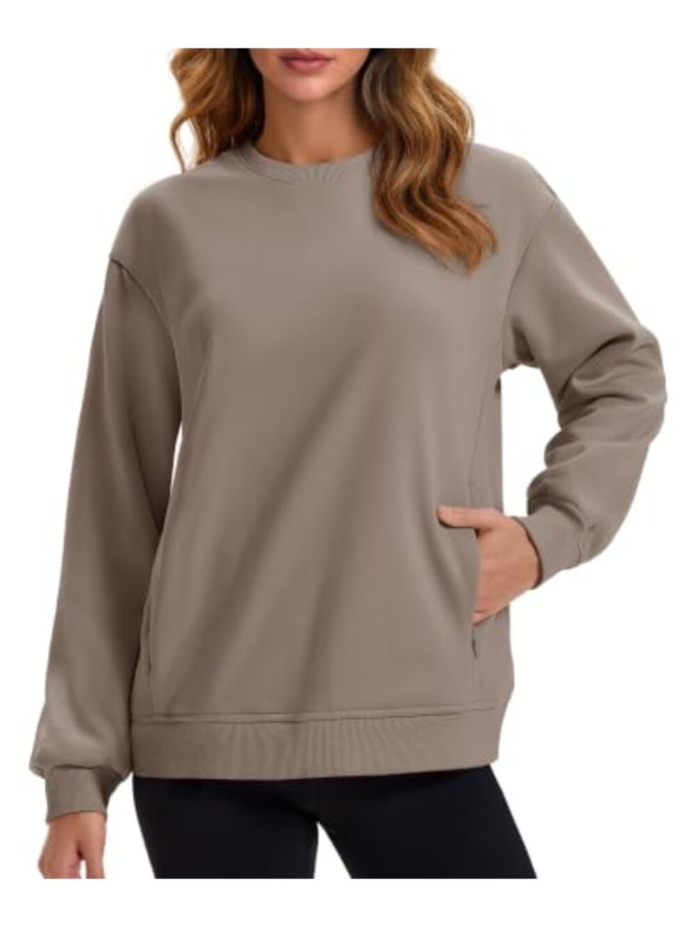 Fleece Lined Crewneck Sweatshirt Oversized Sherpa Pullover